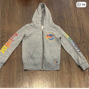 Aviator Nation Gray Hoodie with Rainbow Accents